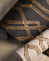 Wallpaper Oriental Lattice Wallpaper // Black & Gold