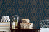 Wallpaper Oriental Lattice Wallpaper // Blue & Gold