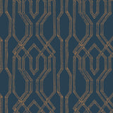 Wallpaper Oriental Lattice Wallpaper // Blue & Gold
