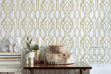 Wallpaper Oriental Lattice Wallpaper // White & Gold
