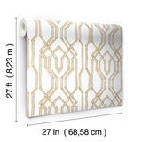 Wallpaper Oriental Lattice Wallpaper // White & Gold
