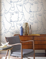 Wallpaper Pablo Portraits Peel & Stick Wallpaper // Blue