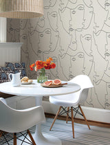 Wallpaper Pablo Portraits Peel & Stick Wallpaper // Linen & Charcoal