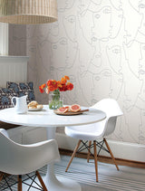 Wallpaper Pablo Portraits Peel & Stick Wallpaper // Silver Metallic