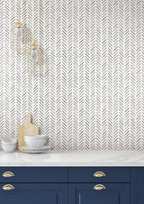 Wallpaper Painted Herringbone Wallpaper // Black