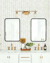 Wallpaper Painted Herringbone Wallpaper // Green