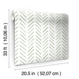 Wallpaper Painted Herringbone Wallpaper // Green