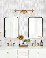 Wallpaper Painted Herringbone Wallpaper // Grey