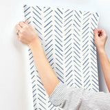 Wallpaper Painted Herringbone Wallpaper // Navy
