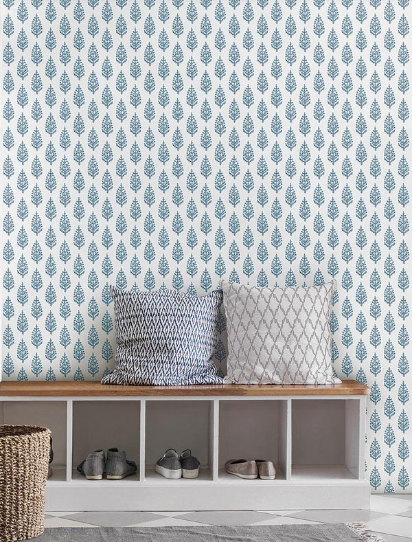 Wallpaper Paisley on Calico Wallpaper // Blue