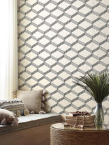 Wallpaper Palisades Paperweave Wallpaper // Beige & Black