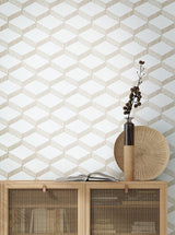 Wallpaper Palisades Paperweave Wallpaper // Beige & White