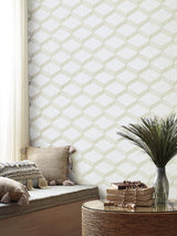 Wallpaper Palisades Paperweave Wallpaper // Beige & White