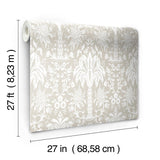 Wallpaper Palmetto Palm Damask Wallpaper // Beige