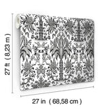 Wallpaper Palmetto Palm Damask Wallpaper // Black