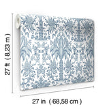 Wallpaper Palmetto Palm Damask Wallpaper // Blue