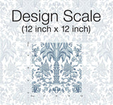 Wallpaper Palmetto Palm Damask Wallpaper // Blue