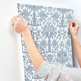 Wallpaper Palmetto Palm Damask Wallpaper // Blue