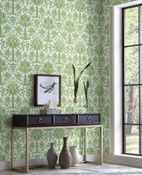 Wallpaper Palmetto Palm Damask Wallpaper // Green