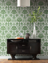 Wallpaper Palmetto Palm Damask Wallpaper // Green