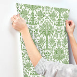 Wallpaper Palmetto Palm Damask Wallpaper // Green