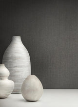 Wallpaper Panama Weave Wallpaper // Charcoal Metallic