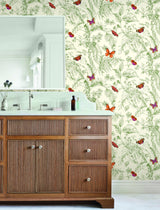 Wallpaper Papillon Wallpaper // Green & Orange