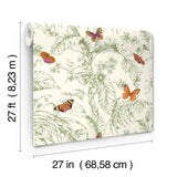 Wallpaper Papillon Wallpaper // Green & Orange