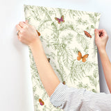 Wallpaper Papillon Wallpaper // Green & Orange