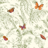 Wallpaper Papillon Wallpaper // Green & Orange