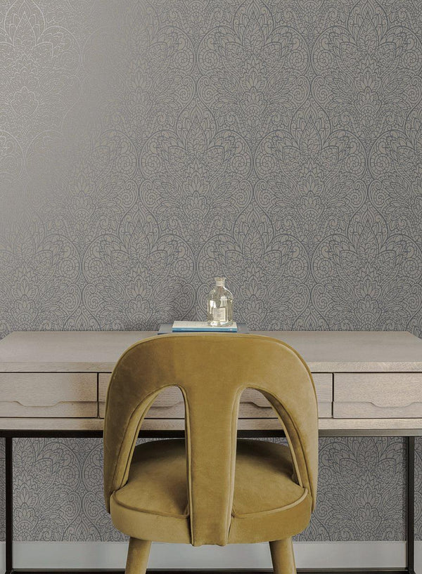 Wallpaper Paradise Wallpaper // Dark Taupe & Silver