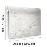 Wallpaper Pasture Toile Wallpaper // Beige & Grey