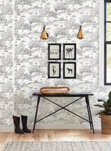 Wallpaper Pasture Toile Wallpaper // Black & White