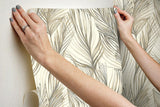Wallpaper Peaceful Plume Peel & Stick Wallpaper // Charcoal & Gold