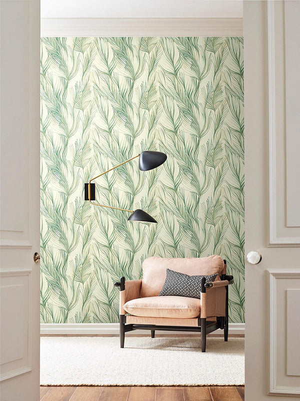 Wallpaper Peaceful Plume Wallpaper // Green