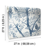 Wallpaper Peacock Block Print Wallpaper // Blue