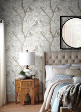 Wallpaper Peacock Block Print Wallpaper // Off White