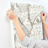 Wallpaper Peacock Block Print Wallpaper // Off White