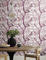 Wallpaper Peacock Block Print Wallpaper // Purple