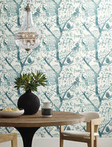 Wallpaper Peacock Block Print Wallpaper // Teal