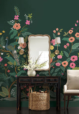 Wallpaper Peacock Wall Mural // Emerald