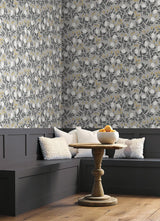Wallpaper Peonies Wallpaper // Grey