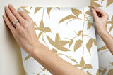 Wallpaper Persimmon Leaf Wallpaper // Gold & White