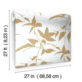 Wallpaper Persimmon Leaf Wallpaper // Gold & White