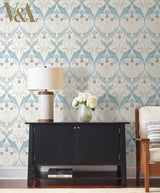 Wallpaper Pine Cone Ribbon Wallpaper // Teal
