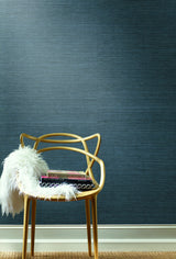 Wallpaper Plain Grass Sisal Grasscloth Wallpaper // Blue