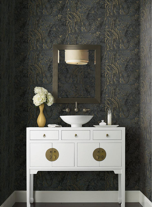 Wallpaper Polished Marble Wallpaper // Black