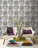 Wallpaper Pomegranate Bloom Wallpaper // Black & White