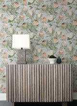 Wallpaper Protea Wallpaper // Dusty Blue & Coral