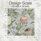 Wallpaper Protea Wallpaper // Dusty Blue & Coral